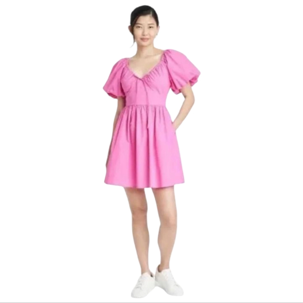 A New Day Pink Tiered babydoll Smocked Sundress with Pockets Plus Size XXL NWT - Picture 3 of 9